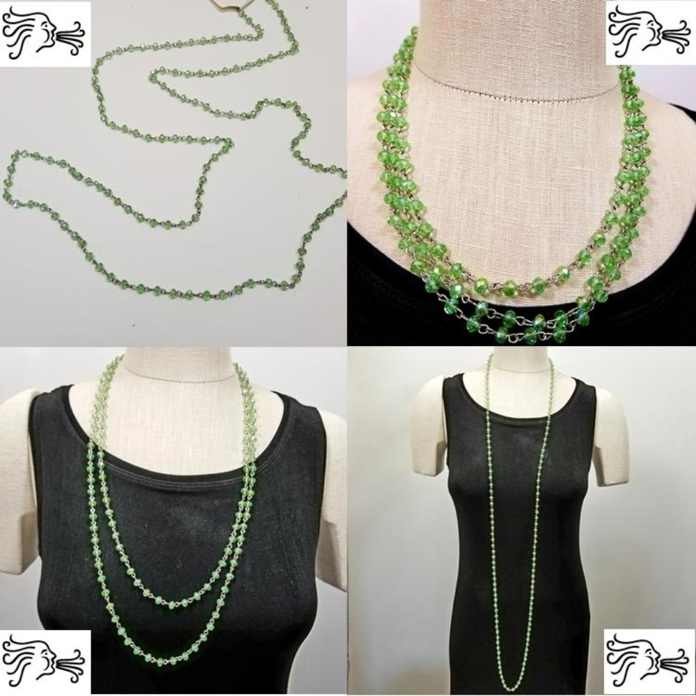 56" 5mm Faceted Lime Crystal Rondelle Necklace
